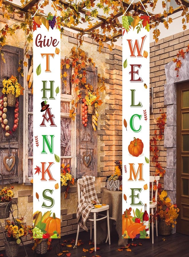 Labrostar Thanksgiving Decorations Indoor Outdoor GIVE THANKS Banner Porch Door Welcome Sign for Home Party Wall Autumn Decor Fall Decorations for Home 72"X12" - Image 3