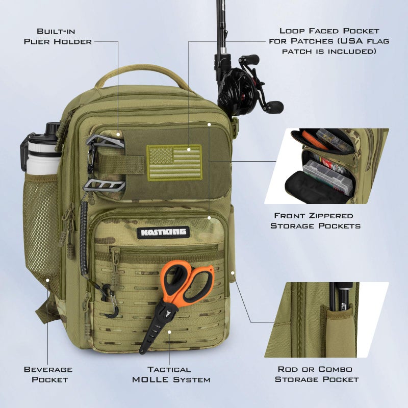 KastKing BlowBak Tactical Sling Tackle Bag-Lightweight Fishing Backpack Storge Fishing Gear and Equipment,Gift for Men - Image 3