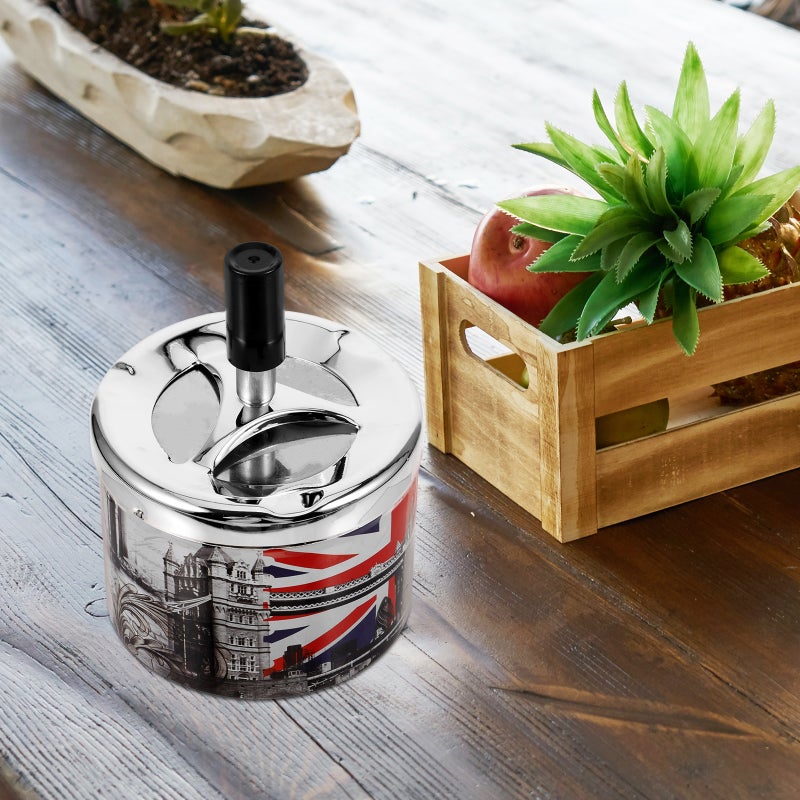 2pcs Home Ashtray Windproof Automatic Extinguishing Ashtray Desktop Tray Souvenir - Image 3