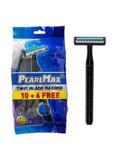 PEARLMAX PearlMax Twin Blade Razors Smooth Shave with Aloe Vera Disposable Razors for Comfort and Precision Shaving 16 Pieces  - Image 1