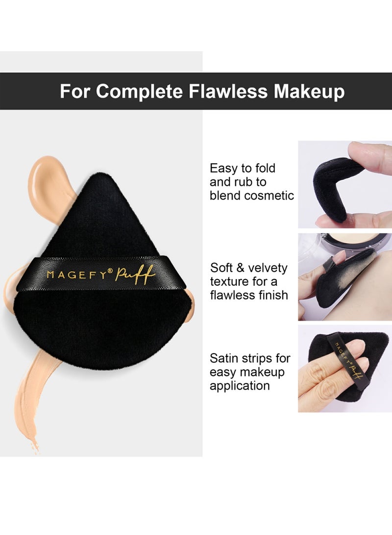 MAGEFY 10-Pieces Triangle Makeup Puff Set - Soft, Reusable Foundation Sponge for Loose Powder, Wet/Dry Use (Black) - Image 5