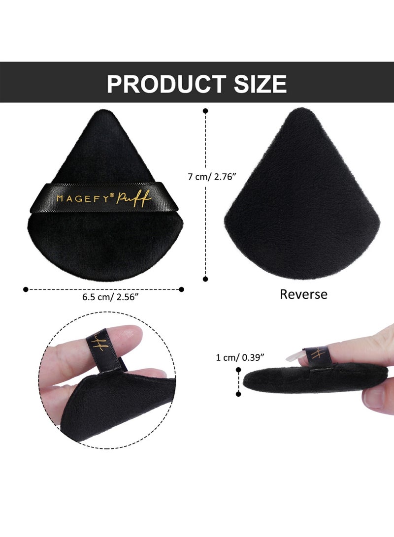 MAGEFY 10-Pieces Triangle Makeup Puff Set - Soft, Reusable Foundation Sponge for Loose Powder, Wet/Dry Use (Black) - Image 3