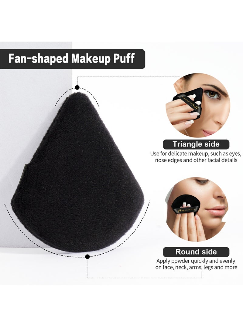 MAGEFY 10-Pieces Triangle Makeup Puff Set - Soft, Reusable Foundation Sponge for Loose Powder, Wet/Dry Use (Black) - Image 4