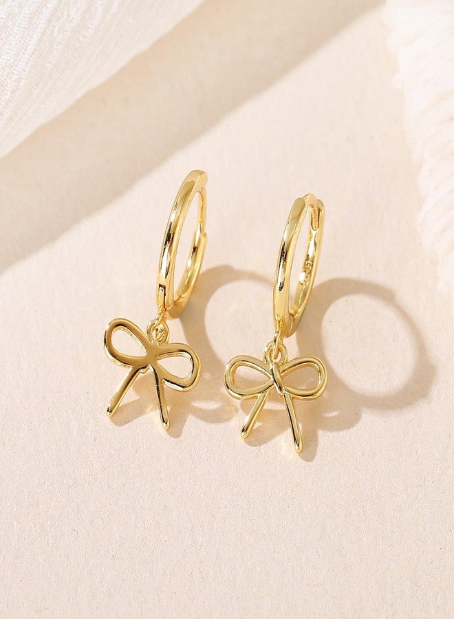 Spiritlele Gold Bow Hoop Earrings for Women Trendy Cute Bowknot Earrings Jewelry for Christmas - Image 4