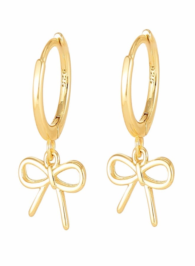 Spiritlele Gold Bow Hoop Earrings for Women Trendy Cute Bowknot Earrings Jewelry for Christmas - Image 1