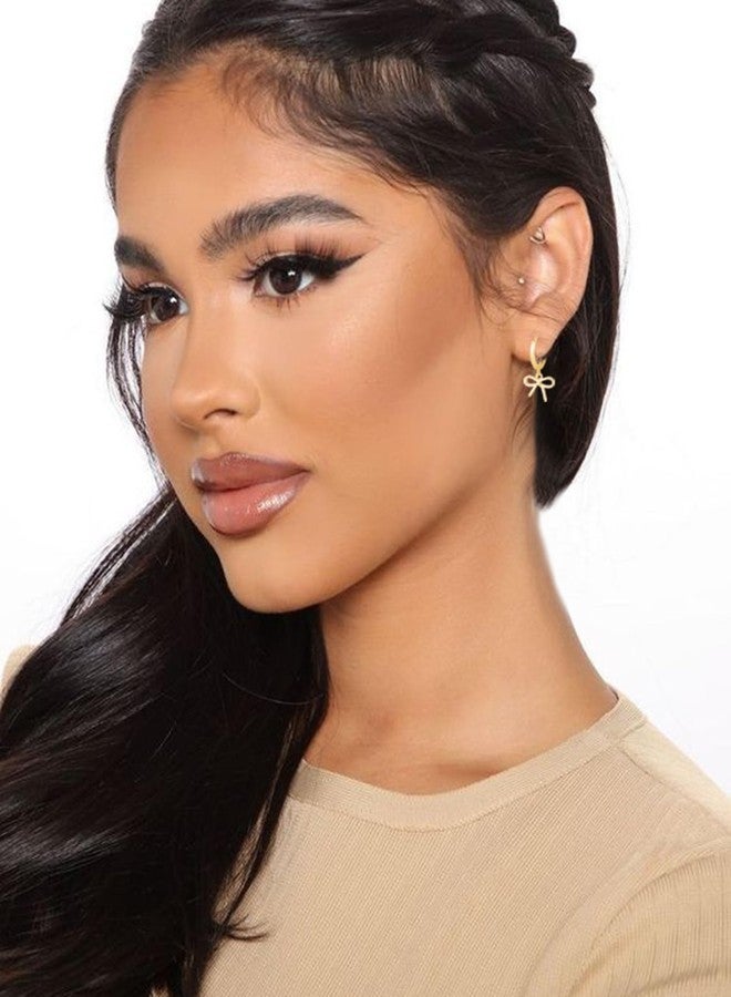Spiritlele Gold Bow Hoop Earrings for Women Trendy Cute Bowknot Earrings Jewelry for Christmas - Image 3