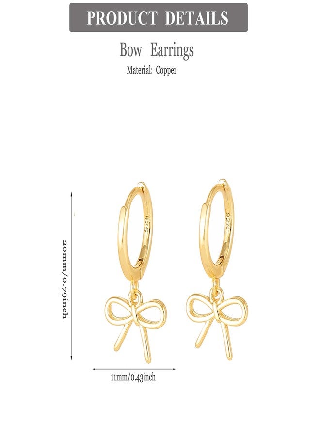 Spiritlele Gold Bow Hoop Earrings for Women Trendy Cute Bowknot Earrings Jewelry for Christmas - Image 5
