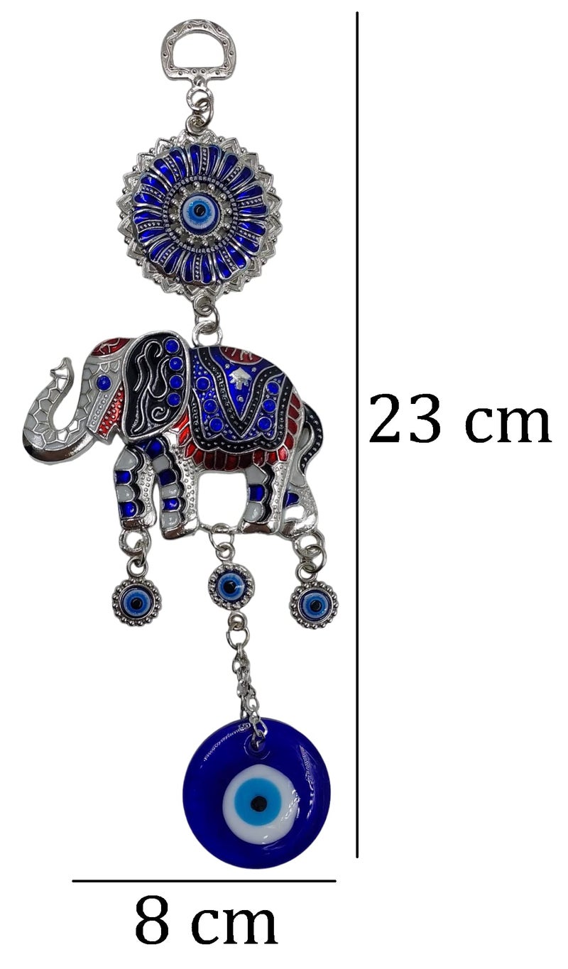 ARTISKRITI Elephant Evil Eye Hanging Home Wall Hanging Decorative Items Nazar Battu for Home Protection, Good Luck Charm and Prosperity, Elephant (Meenakari Elephant) - Image 2
