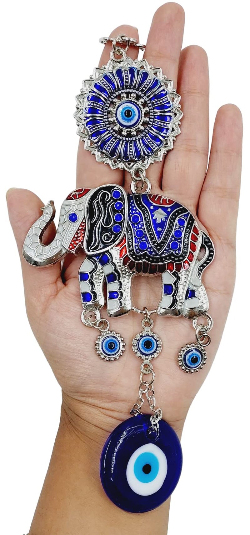 ARTISKRITI Elephant Evil Eye Hanging Home Wall Hanging Decorative Items Nazar Battu for Home Protection, Good Luck Charm and Prosperity, Elephant (Meenakari Elephant) - Image 3