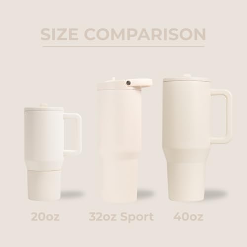 HydroJug Sport - Stainless Steel Tumbler with Straw, Vacuum Insulated, 32oz Leakproof Water Bottle, Ergonomic Design, Reusable, Dishwasher Safe, Rubber Base, Durable for Gym or Outdoors, Cream - Image 4