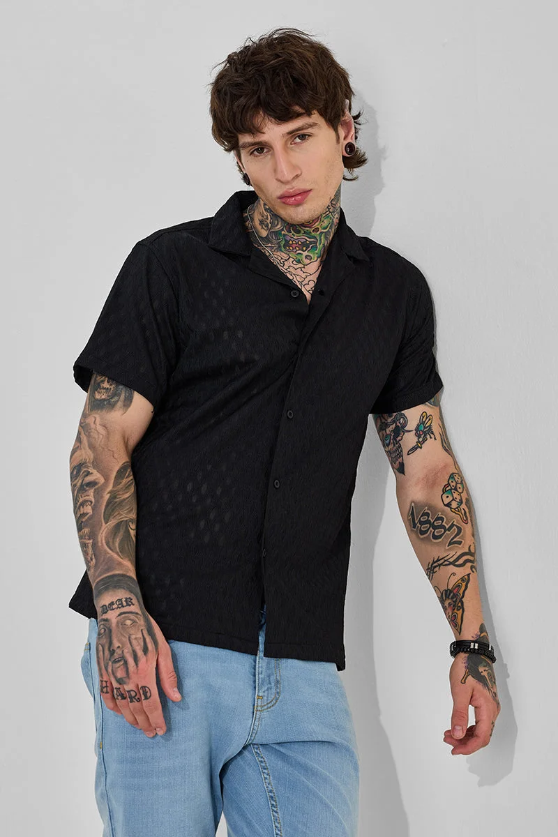 SNITCH Burgundy Textured Half Sleeve Boxy Casual Shirt