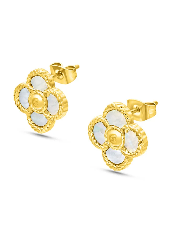 CERRUTI 1881 Petalos Gold Plated With Mother Of Pearl Studs for Women