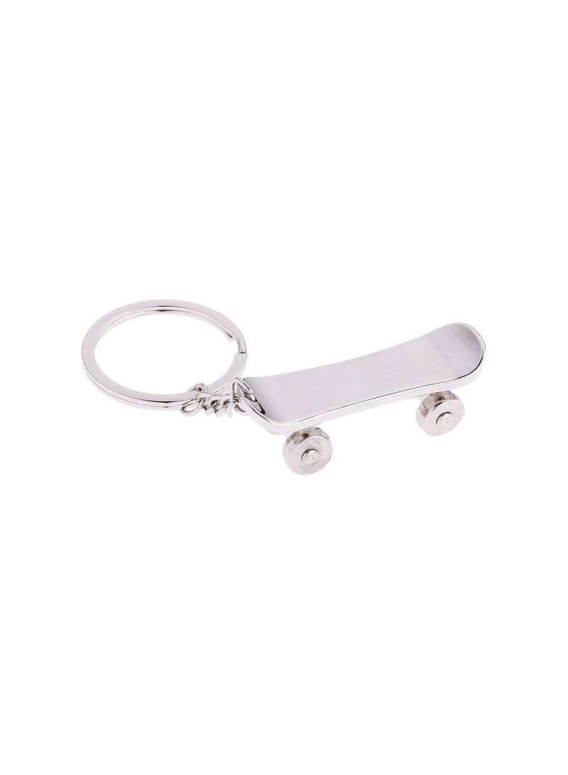GGOOT Keyring Keychain Alloy Keyring Hanging Keychain Skateboard Keychain Used for key phones or wallets Silver  - Image 1