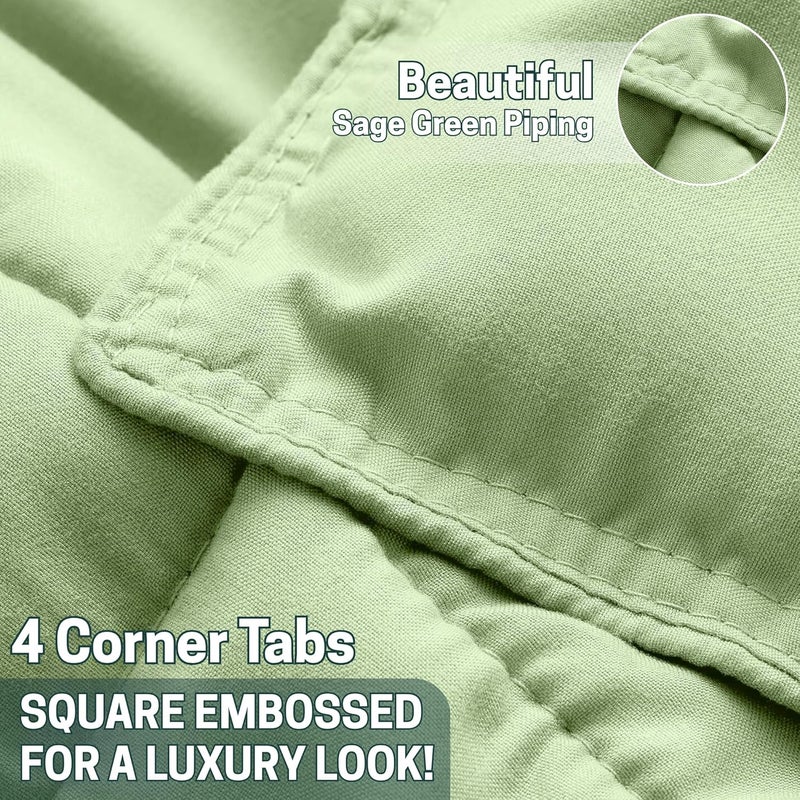 OSBED Lightweight & Soft Down Alternative Bed Comforter - Reversible Cooling Duvet Insert (Sage Green, 220 x 240cm) - Image 5