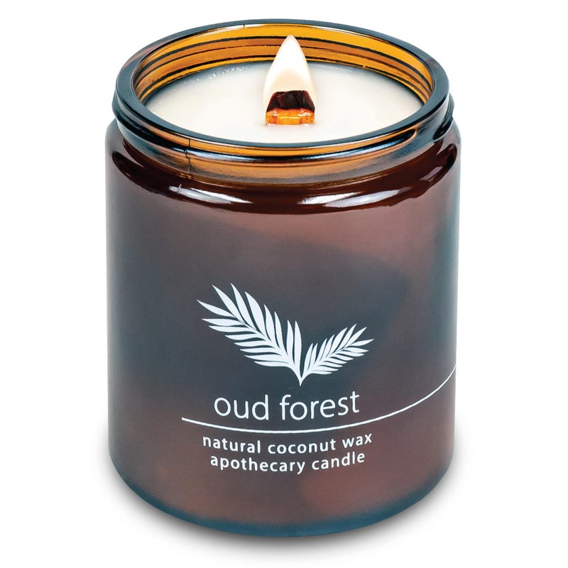 Hemlock Park Crackling Wood Wick Candle Handcrafted with Natural Coconut Wax Standard 8 oz Oud Forest - Image 3