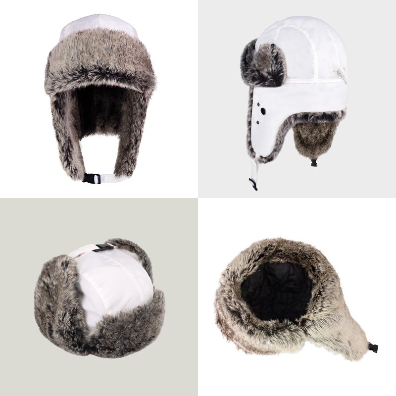 CHOK.LIDS Waterproof Winter Trappers Unisex Premium Strength Ushanka Ear Flap Chin Strap Cold Weather Outdoor (White) - Image 2