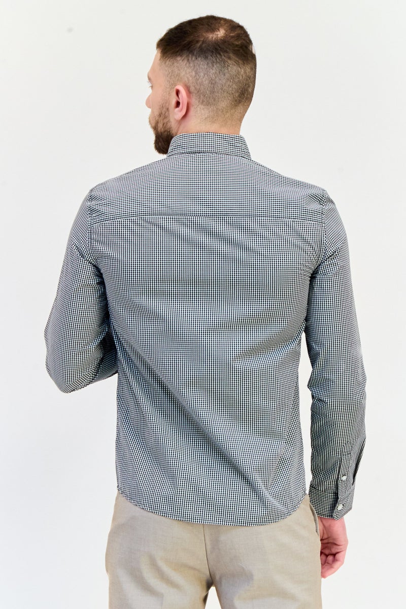 Celio قميص رجالي عادي مقاس عادي بأكمام طويلة مزخرف بمربعات، متعدد الألوان - Image 3