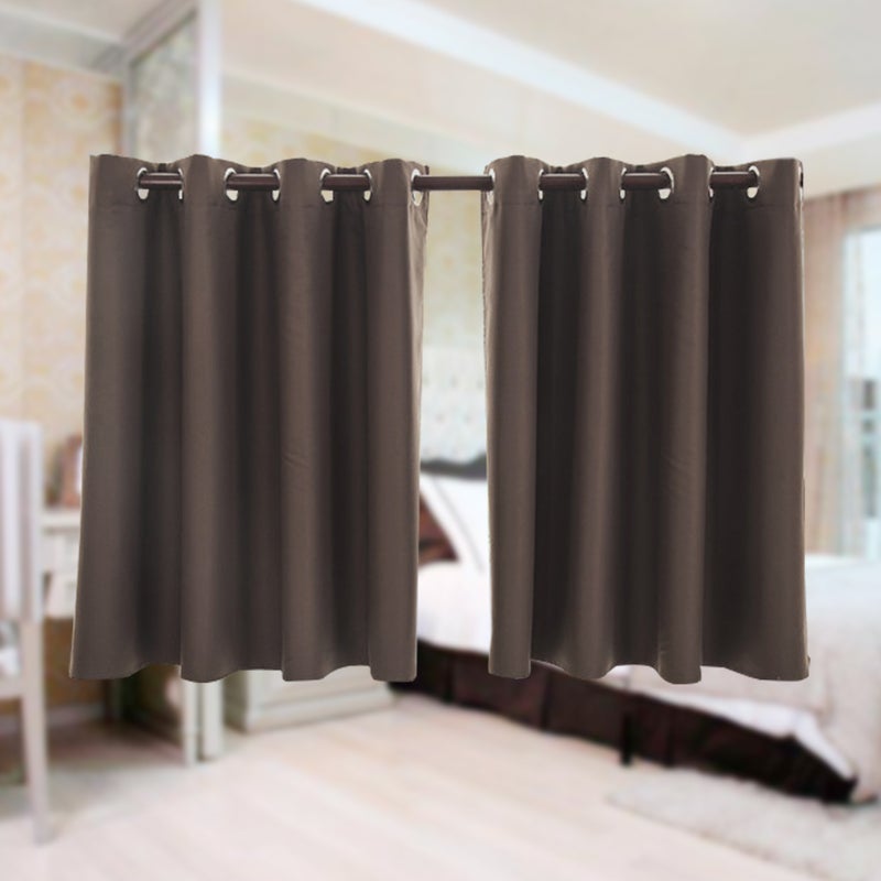2pcs Color Sun Proof Shade Screen Purdah Short Curtain Valance for Kitchen Balcony Home 74x46cm (Coffee Color) - Image 1