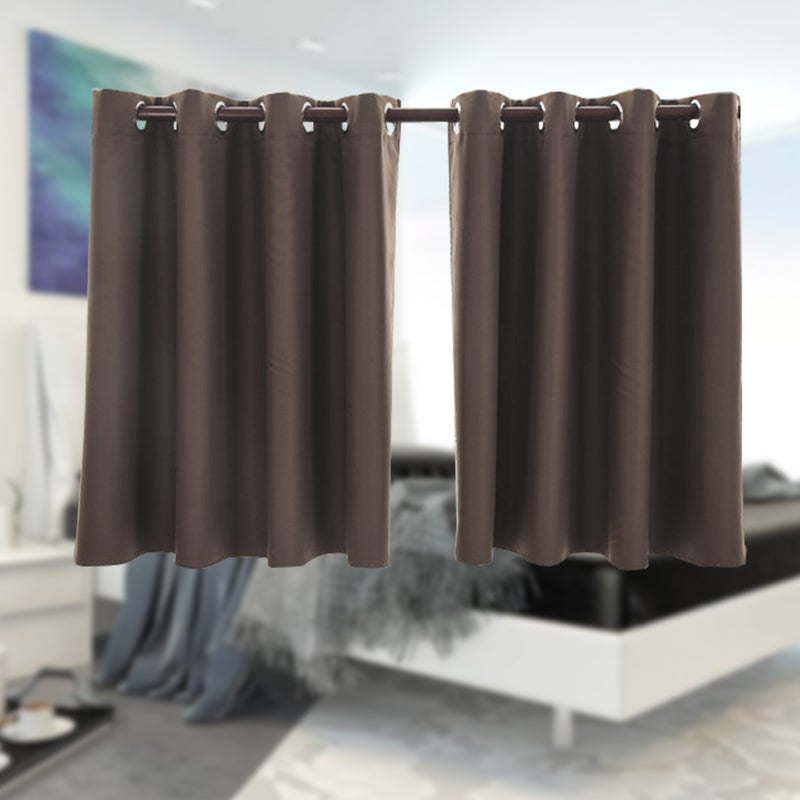 2pcs Color Sun Proof Shade Screen Purdah Short Curtain Valance for Kitchen Balcony Home 74x46cm (Coffee Color) - Image 4