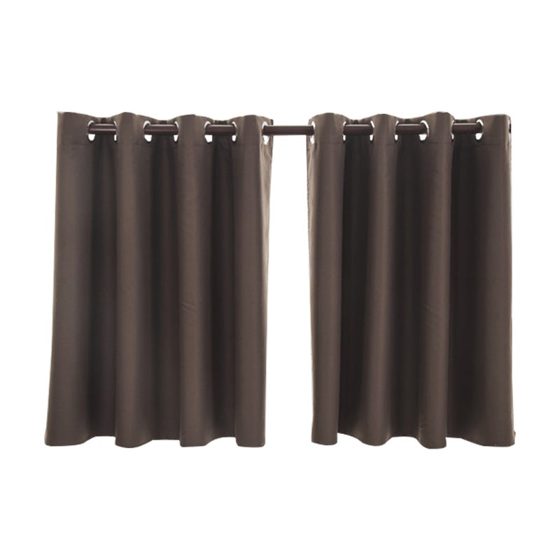 2pcs Color Sun Proof Shade Screen Purdah Short Curtain Valance for Kitchen Balcony Home 74x46cm (Coffee Color) - Image 2