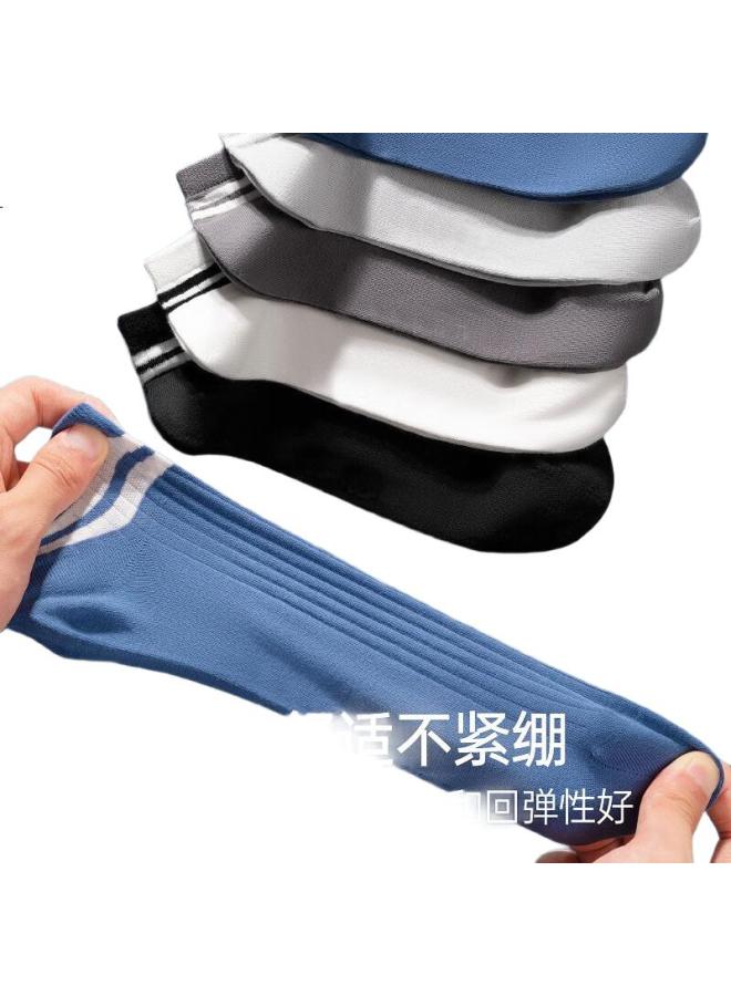 Good Man Visit Liangrenfang Men'S Summer Socks, 100% Pure Cotton, Odor-Resistant, Antibacterial, Short Socks, Sweat-Absorbing, Breathable, Thin Cotton Mid-Calf Socks - Image 2