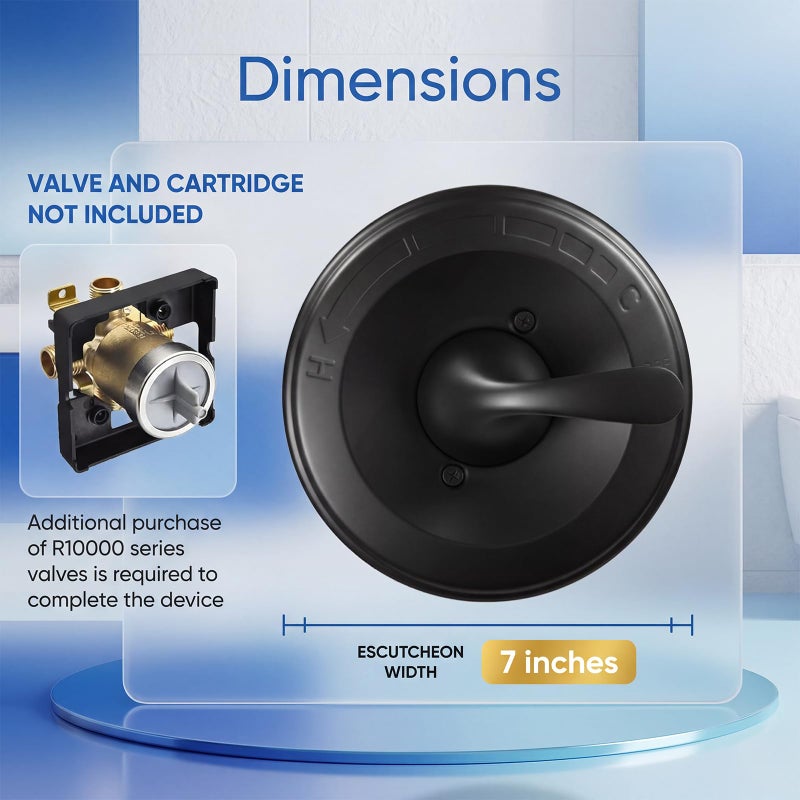 chufa Shower Trim Kit Replacement for Delta 13/14 Series Valves (R10000-UNBX/UNBXHF/UNWS/UNWSHF), Matte Black Handle & Cover Plate, All-Metal, Easy Install (Valve & Cartridge Not Included) - Image 3