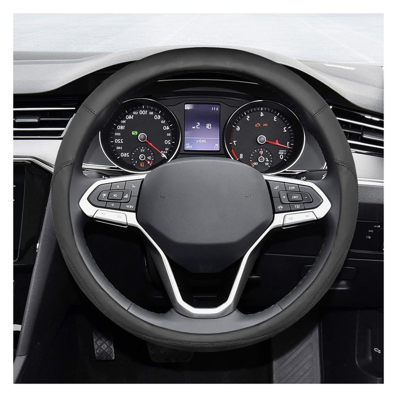 ZIMISI 14515 Car Steering Wheel Cover Microfiber Leather Breathable Wheel Cover AntiSlip Lining Steering Wheel Covers Car Accessories Interior Decoration for Women Men Black - Image 3