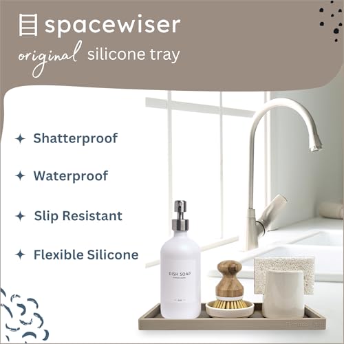 Spacewiser Countertop and Vanity Tray - 11.7" Silicone Bathroom Tray, Flexible Dish Soap Holder for Kitchen, Bathroom Counter Organizer, Shower Toilet Tank Trays Décor Accessories, Sink Makeup Mat Oil - Image 2