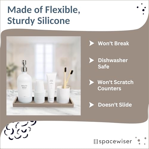 Spacewiser Countertop and Vanity Tray - 11.7" Silicone Bathroom Tray, Flexible Dish Soap Holder for Kitchen, Bathroom Counter Organizer, Shower Toilet Tank Trays Décor Accessories, Sink Makeup Mat Oil - Image 4
