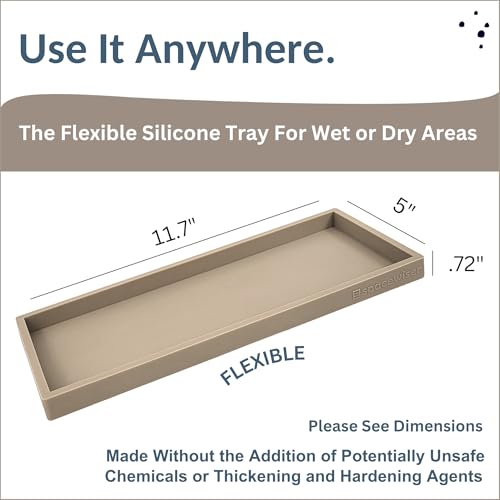 Spacewiser Countertop and Vanity Tray - 11.7" Silicone Bathroom Tray, Flexible Dish Soap Holder for Kitchen, Bathroom Counter Organizer, Shower Toilet Tank Trays Décor Accessories, Sink Makeup Mat Oil - Image 3