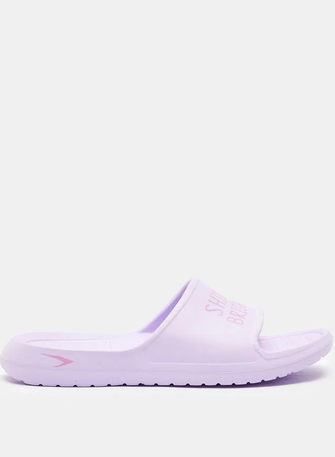 Dash Typographic Print Open Toe Slide Slippers