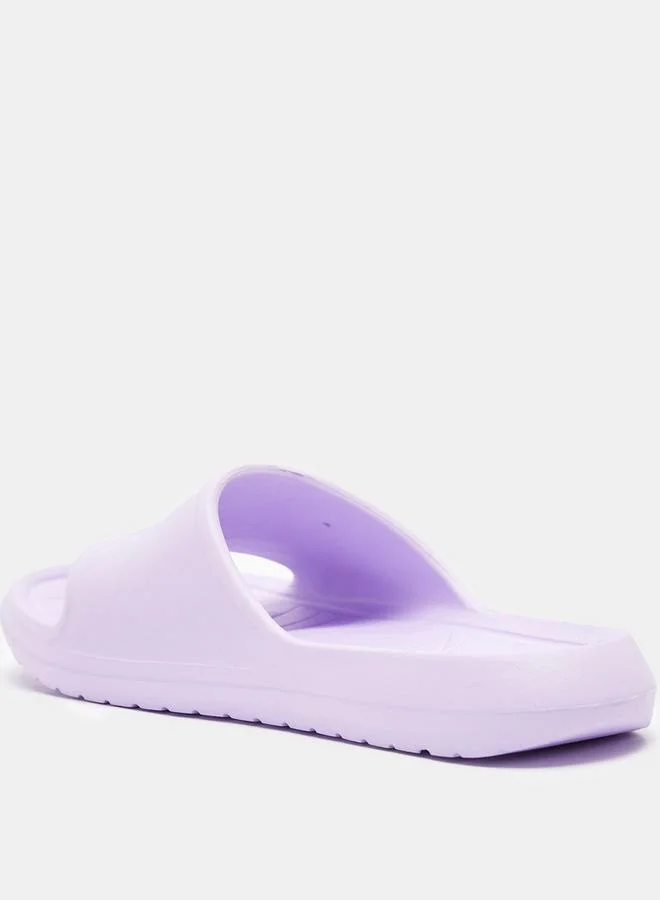 Dash Typographic Print Open Toe Slide Slippers