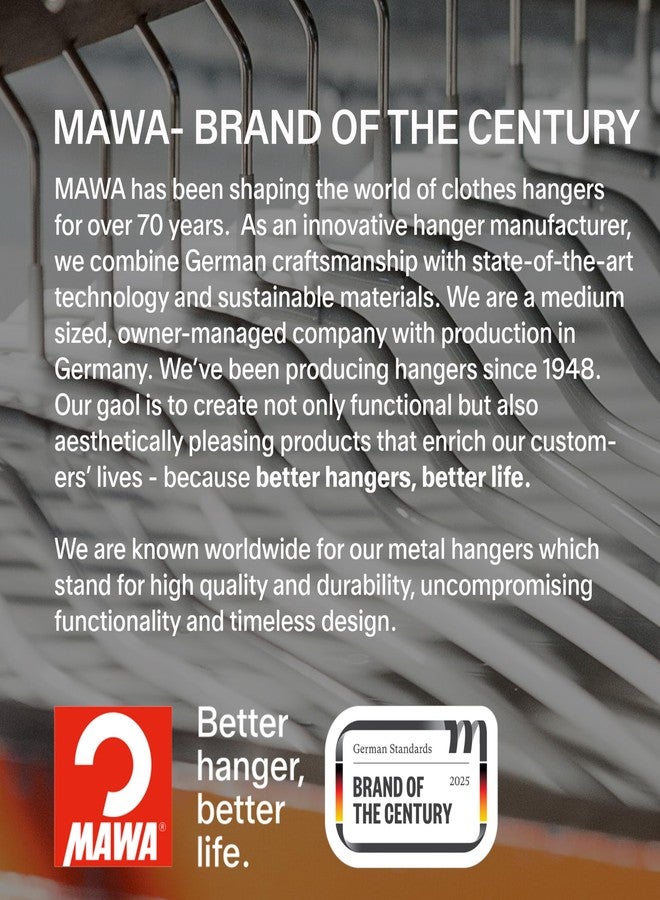 موا علاقة ملابس فولاذية موفرة للمساحة من سلسلة يورو من ماوا باي ريستون لويد، مانعة للانزلاق، مناسبة للقمصان والفساتين والكنزات، طراز 40/P، لون نحاسي، طقم من 12 قطعة - Image 4