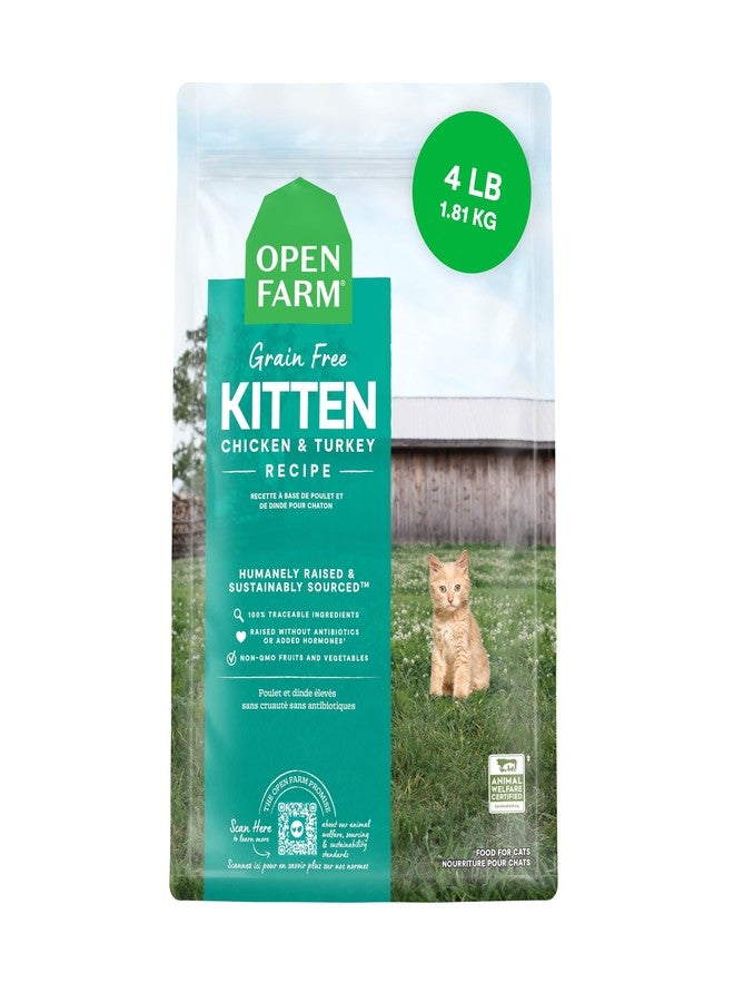 Open Farm, Grain Free Dry Kitten Food, Nutrient Dense Kibble with Protein, Vitamin A, Taurine, Naturally Occurring Fibers & Prebiotics, Homestead Turkey & Chicken Recipe for Kittens, 4lb Bag - Image 1