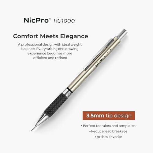 Nicpro 07 mm Art Mechanical Pencil Set in Storage Case 3 PCS Metal Drafting Pencil Lead Pencil with 6 Tube HB Lead Refills 3 Erasers 9 PCS Eraser Refills for Artist Writing Drawing Sketching - Image 3