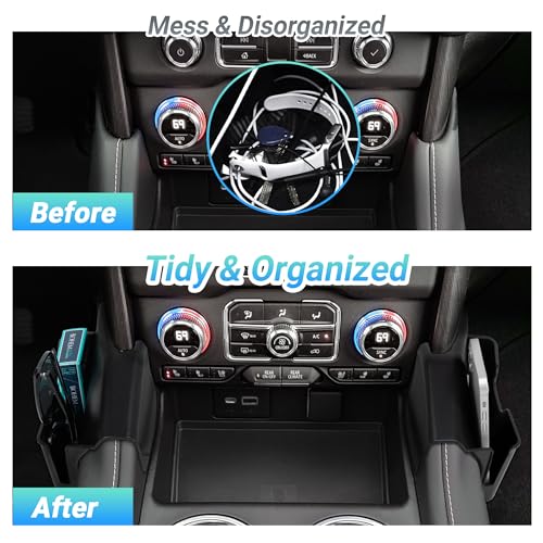 Sinminou Center Console Gear Shift Organizer Compatible with 2021-2024 GMC Yukon, 2021-2024 Chevy Suburban/Tahoe Accessories, Center Console Organizer with Sunglasses and Vehicle Key - Image 4