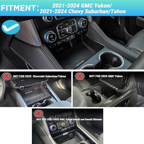 Sinminou Center Console Gear Shift Organizer Compatible with 2021-2024 GMC Yukon, 2021-2024 Chevy Suburban/Tahoe Accessories, Center Console Organizer with Sunglasses and Vehicle Key - Image 3