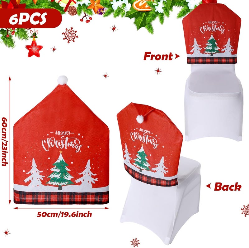 Yinder 6 Pcs Christmas Chair Covers Santa Hat Red Slipcovers Chair Back Covers Xmas Chair Covers Decoration for Home Dinner Christmas Banquet Party Festival Decor 236 x 196 Inch - Image 2