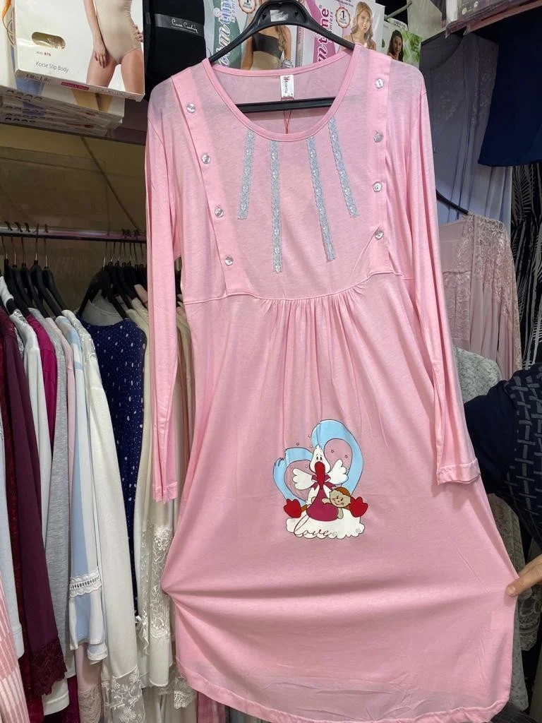 Nehir sel 112092 Maternity Maternity Stork Nightgown