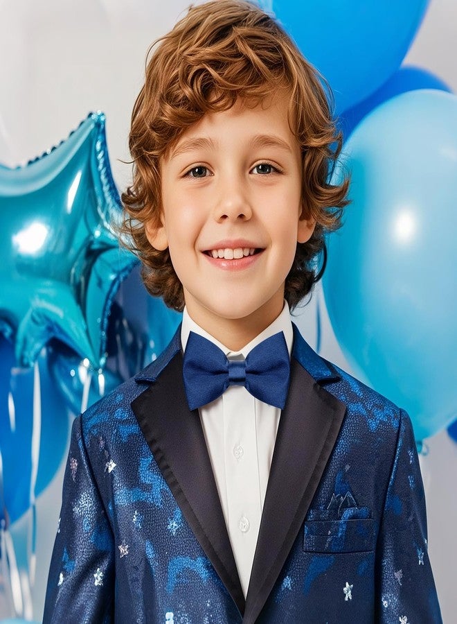 Bskifnn Pre-tied Kids Bow Tie Classic Solid Color Satin Bow Tie Adjustable Neck Bowtie for Kids Wedding Party (12, Navy Blue) - Image 5