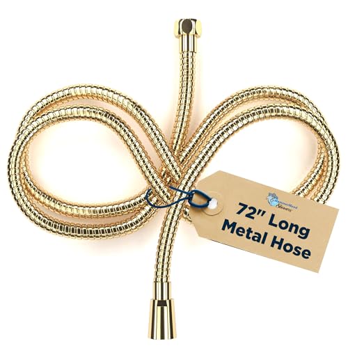 HammerHead Showers Solid Metal Shower Hose Attachment for Showerhead ExtraLong 72Inch Universal Replacement Hose for Hand held Shower Polished Brass