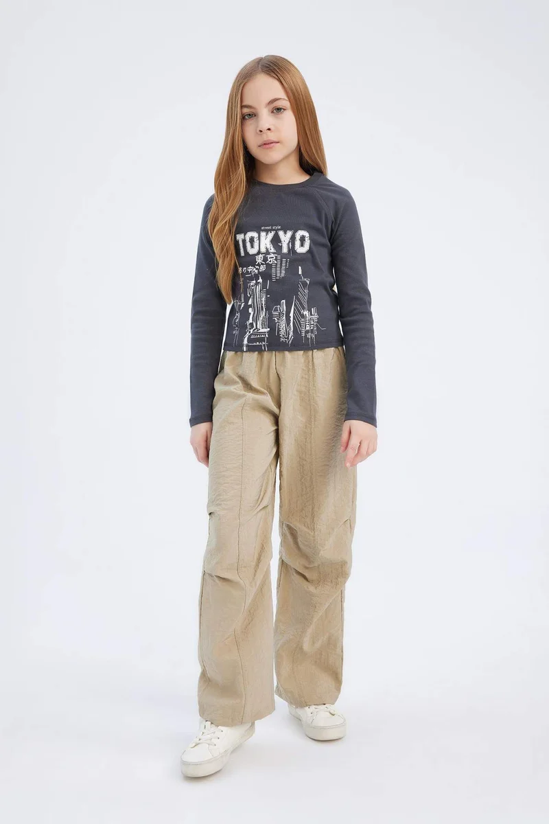 Defacto Girl Elastic Waist Straight Leg Parachute Trousers
