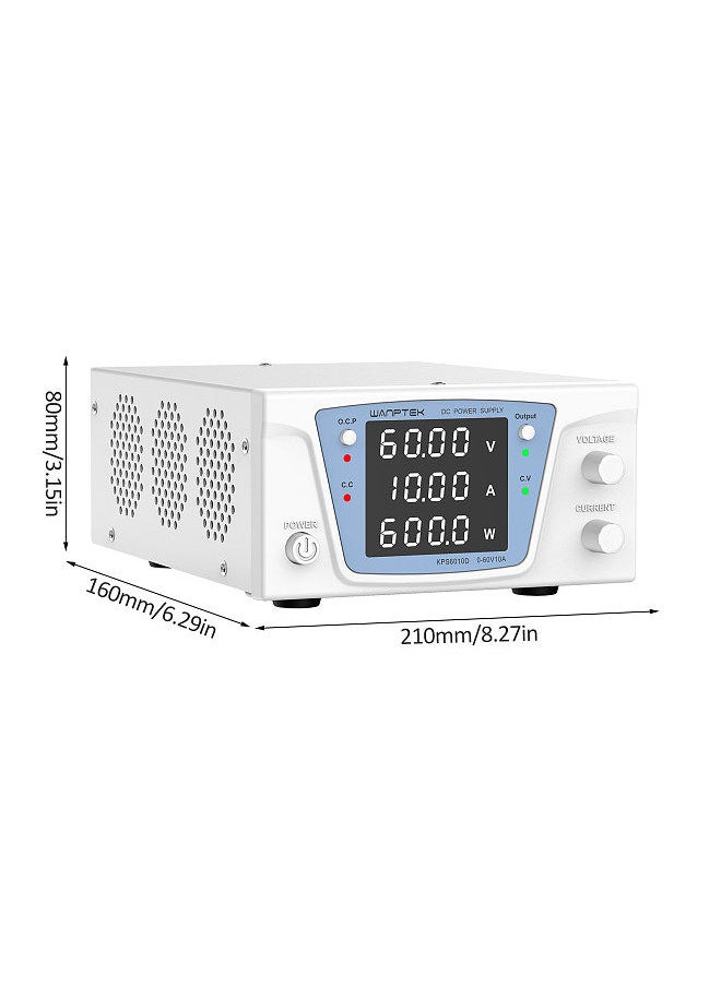 DC Power Supply Variable 60V 10A Bench Power Supply High Power with 4-Digit LED Display Adjustable Switching Power Supply