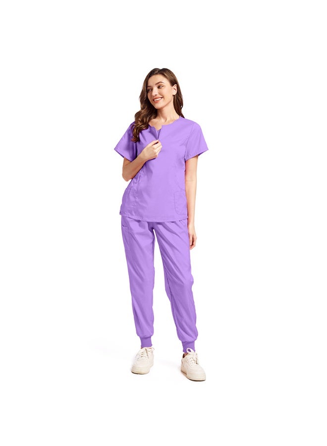 NIBEMINENT Doctor and Nurse Medical Uniforms Casual Short-sleeved Zipper-neck Jogger Pants Set Pet Hospital Pharmacy Work Uniform - Image 1