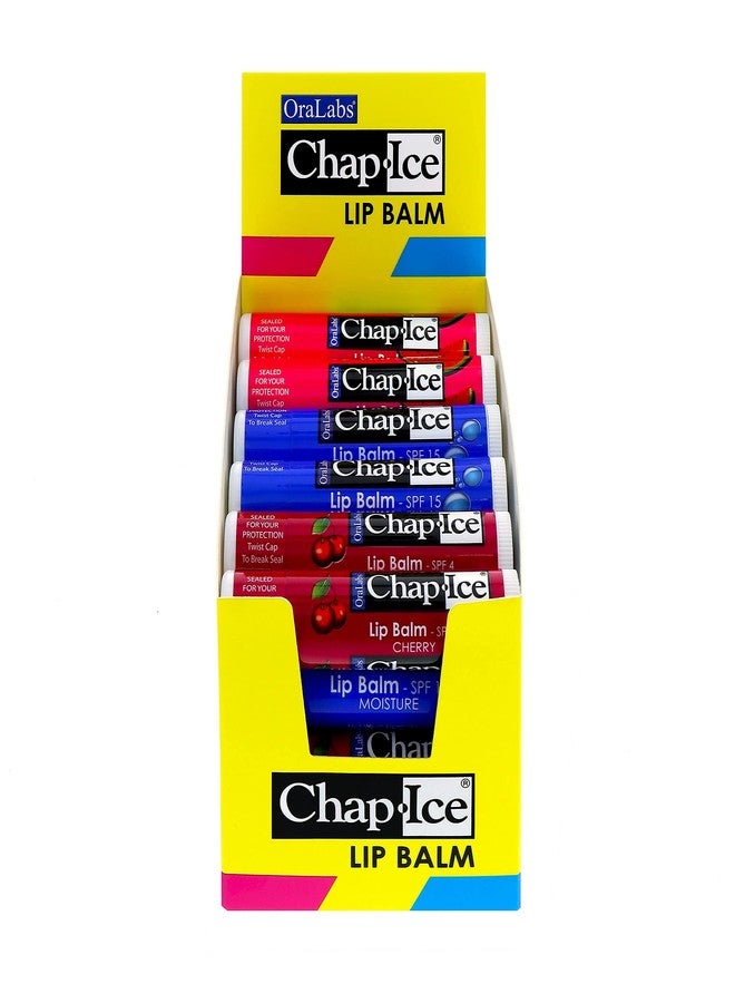 Chap Ice شامب-آيس® | بلسم شفاه فاخر وتقليدي للشفاه المتشققة، الجافة، أو المتأثرة بالرياح | 3 نكهات متنوعة (SPF-15) - كرز، رطوبة وبطيخ - 24 عصا (0.15oz/4.25g) - Image 5