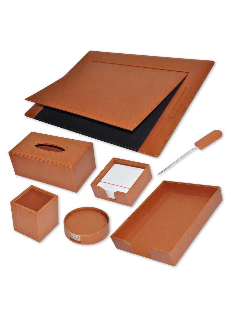 FIS طقم مكتب تنفيذي FIS مكون من 7 قطع، بولي يوريثان إيطالي، بني - FSDS171BR - Image 1