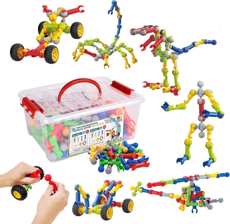 Huaker Stem Building Toys for 3 4 5 6 7 8 Year Old Boys Girls Kids,125 Pieces Building Blocks Educational Learning Toys with Large Storage Box,Ideal Christmas Birthday Gifts - Image 1
