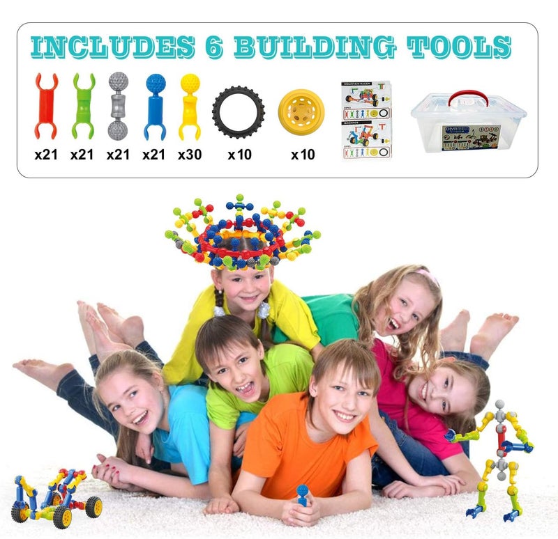 Huaker Stem Building Toys for 3 4 5 6 7 8 Year Old Boys Girls Kids,125 Pieces Building Blocks Educational Learning Toys with Large Storage Box,Ideal Christmas Birthday Gifts - Image 2