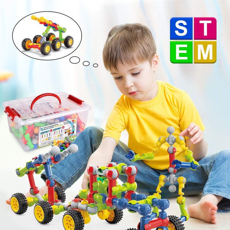 Huaker Stem Building Toys for 3 4 5 6 7 8 Year Old Boys Girls Kids,125 Pieces Building Blocks Educational Learning Toys with Large Storage Box,Ideal Christmas Birthday Gifts - Image 4