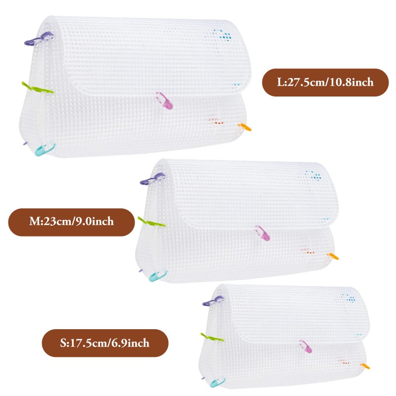 maycreate MAYCREATE 3Pcs Mesh Clear Plastic Canvas Sheets With 100 Clips Crossbody Diy Sewing Bag Form Cross Stitch Plastic Plate For Diy Crafts, Acrylic Yarn Crafting Knit Crochet Projects, Modern, White - Image 2